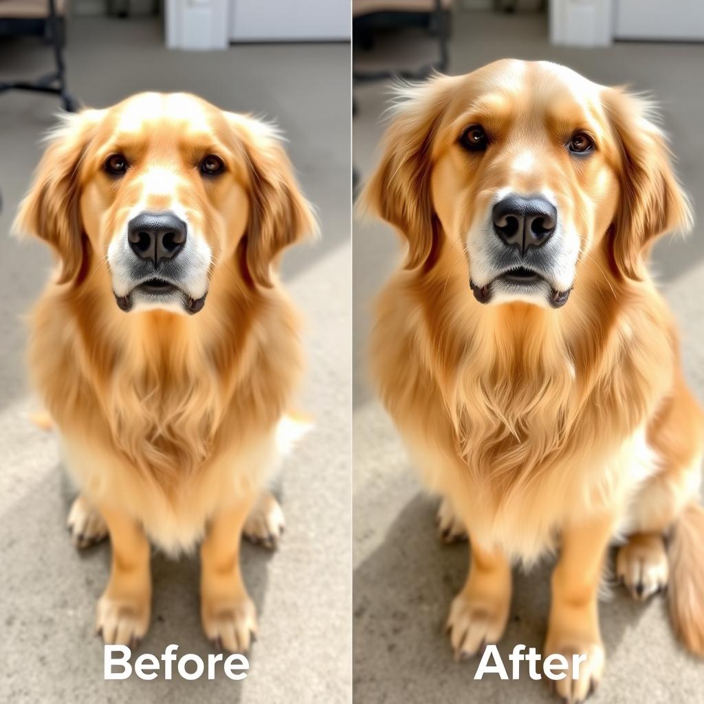 Golden Retriever vor und nach der Umstellung auf Reico Hundefutter Golden Retriever vor und nach der Umstellung auf Reico Hundefutter